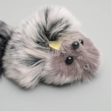 Mouse made of natural rabbit fur, 6 cm, mix of flowers-3