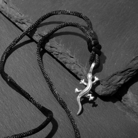 Salamandra-pendulum-pendant, black silver color on a black lace, 43 cm-2
