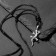 Salamandra-pendulum-pendant, black silver color on a black lace, 43 cm
