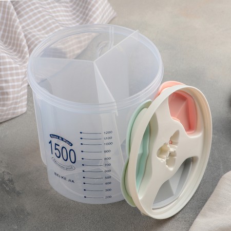 Plastic jar for bulk products, 3 compartments, 12.5 × 15.5 cm, color mix-2