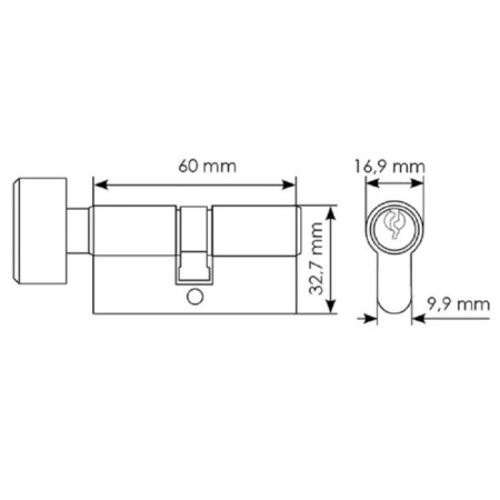 Key cylinder with 60ck BL, 60 mm, black-1