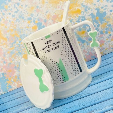 Lenardi mug, with a lid and spoon, porcelain, 400 ml