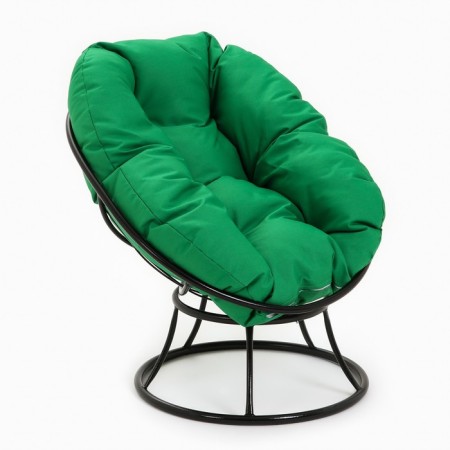 Armchair "Donut" with a green pillow, black stand, 55 x 40 x 61 cm
