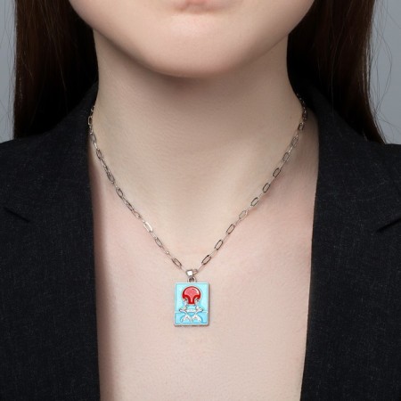 Pendant "Picture" of fish, colored in silver, 45 cm-3