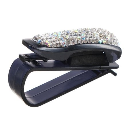TORSO glasses holder, clamp with silver rhinestones, black