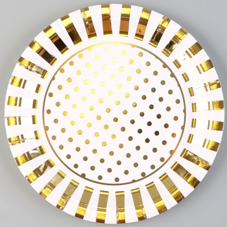 Paper plate "Peas", in the set 6 pcs., Color gold