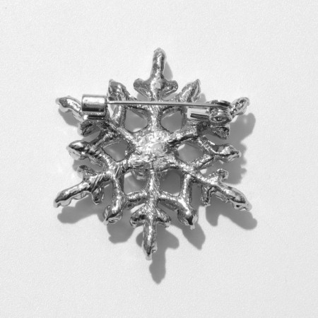 New Year! Brooch "Snowflake" fluffy, mini, white color in silver-2