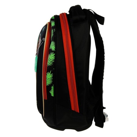 School backpack, 39 x 28 x 18 cm, + bag for shoes, calligrata p "Cool dino", green-9