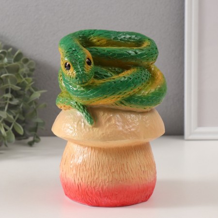 New Year's piggy bank "Snake on the mushroom" 18 x12 x 12 cm.-1