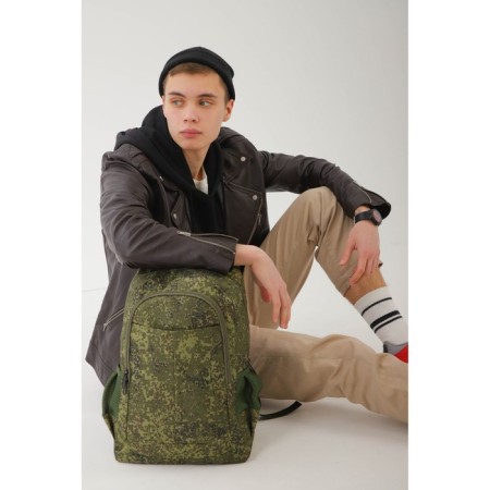 Male backpack, lightning department, 3 outer pockets, “ZFTS”, camouflage color/hack-5
