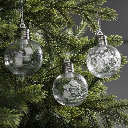 A set of Christmas tree balls “Game of sparks” 3 pcs., Battery, 1 LED, glow warm white-1