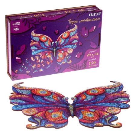Wooden figured puzzle "Charity Moth", wooden box-1