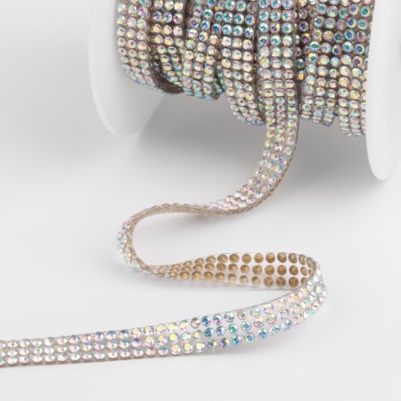 Rhound rhinestones, with holography, width - 7 mm, 4.5 ± 0.5 m, silver color-1