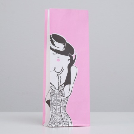 Single -layer "Lady" package, craft, pink, 100 x 60 x 260 mm