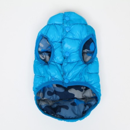 Dog jacket two -sided with print, size 10 (DS 25 cm, OG 34 cm, Osh 24 cm), Blue-8