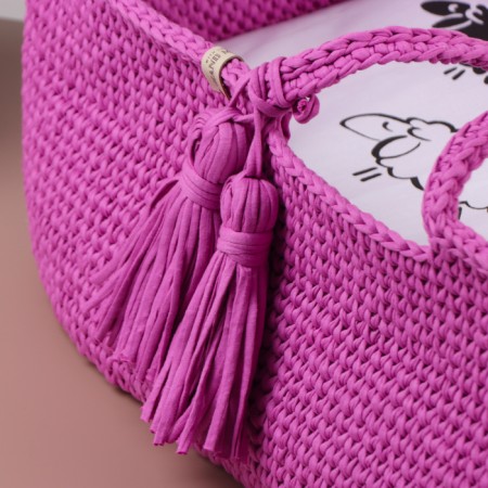 Luel with a mattress, 70 x 42 x 24 cm, pink, cotton-2