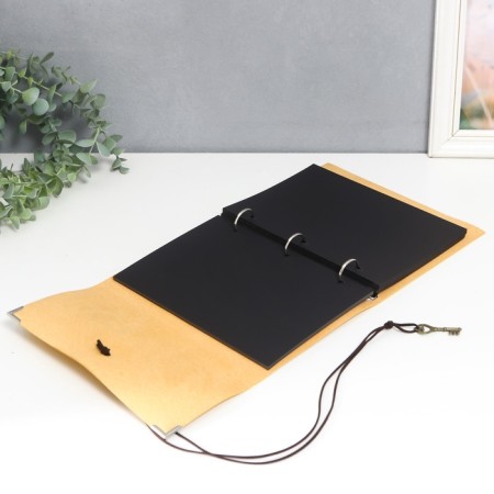 Photo album 30 sheets "bright yellow" leatherette (on rings) 22.5x18x3 cm-7