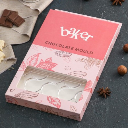 Konfinetta chocolate form “Simple-B.”, 27.5 × 17.5 × 2.5 cm, 3 cells (15.3 × 7.5 × 0.8 cm)-3