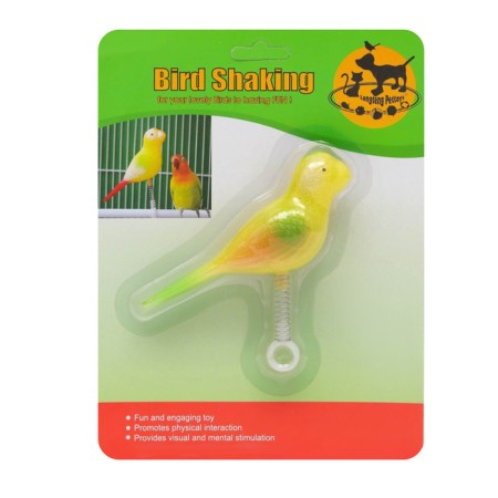 Toy for birds "Bird" on the spring, 11.9 x 3.4 x 12.5 cm, yellow-4
