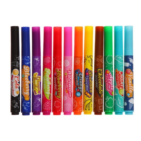 Flomasters 12 colors, fruits, flavored, ventilated cap