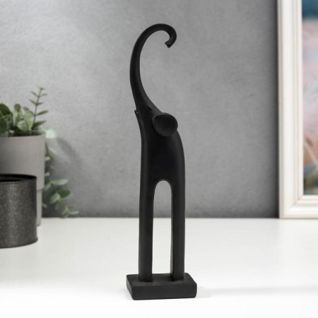 Souvenir Polystone "Black Elephant with Long legs" 24.3x5.7x4 cm-2