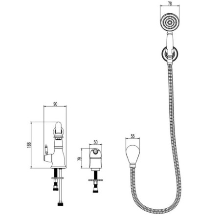 LEMARK VILLA LM4847C bathtub mixer, single -leaf, pour 221 mm, on board the bath, chrome-1