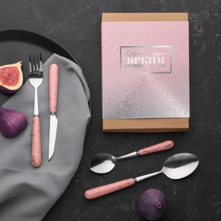A set of four cutlery “Let every day be bright”, 20 x 14 cm-1