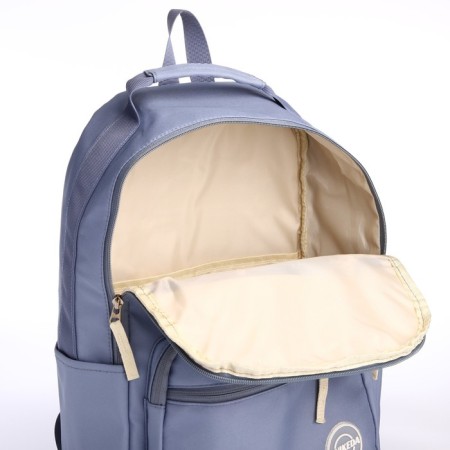 Young backpack from textiles on lightning, 5 pockets, blue color-5