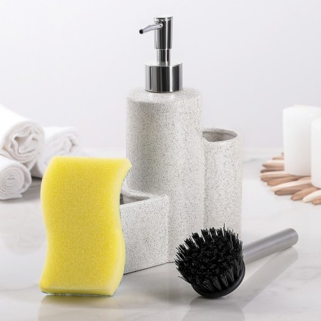 A dispenser for a detergent with a sponge stand and a minimum brush, 350 ml, white color-3