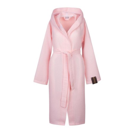 Waffle robe with a hood "Naomi", size l, color powder