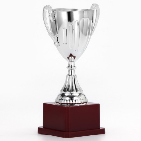 Cup 045, award figure, silver, plastic stand, 20 x 10.6 x 8 cm.-3