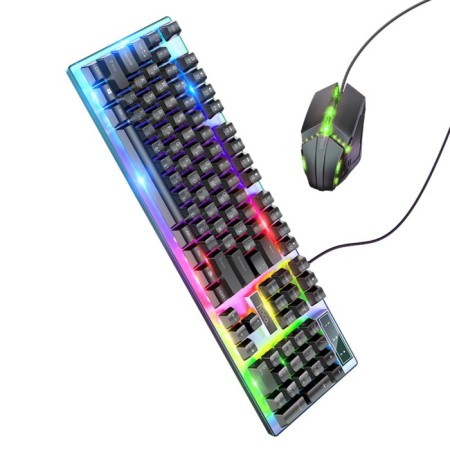 Keyboard set and mouse Hoco GM18, game, wired, membrane, 1000 dpi, black-1