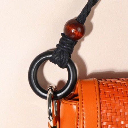 Handles for a bag, 2 pcs, waxed cord/tree, 48 × 2 cm, black color-3