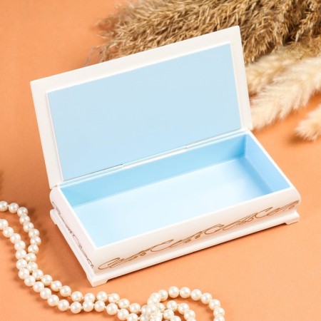 Casket - a bill "roses", white, 8.5 × 17 cm, lacquer miniature-1