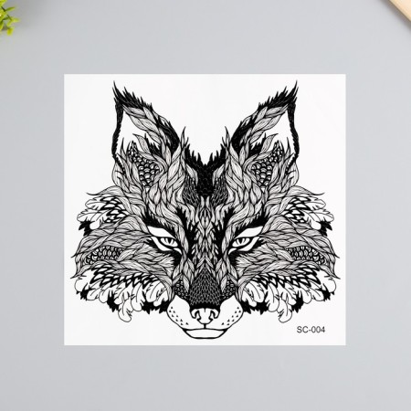 Tattoo on the body black "fox" 38x24 cm