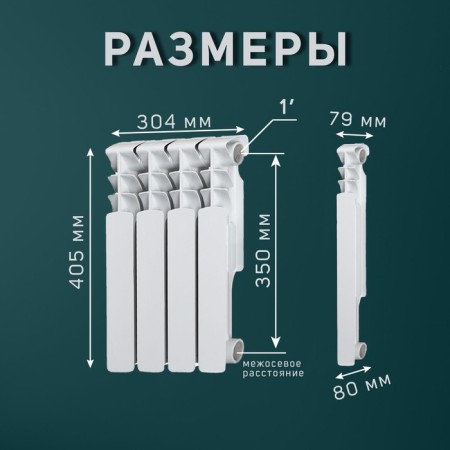 Tropic 350x80 mm radiator Bimetallic, 4 sections-4