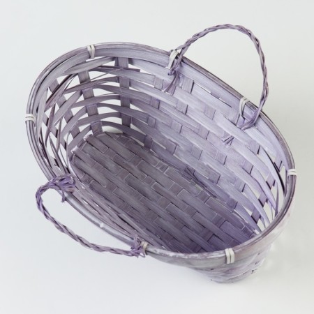 Wicker basket, d26 x 13 x 11 cm, purple, bamboo-2