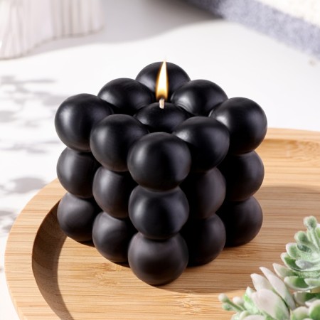Figure candle "Babb cube", 6 cm, black