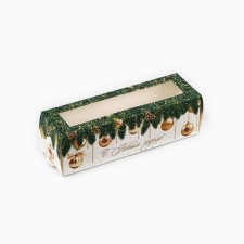 Box for Makarun “Happy New Year!”, Golden balls, 18 x 5.5 x 5.5 cm, New Year
