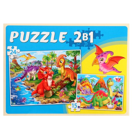 Maxi-Puzzles 2 in 1 "World of dinosaurs No. 50", 15 and 24 elements-4
