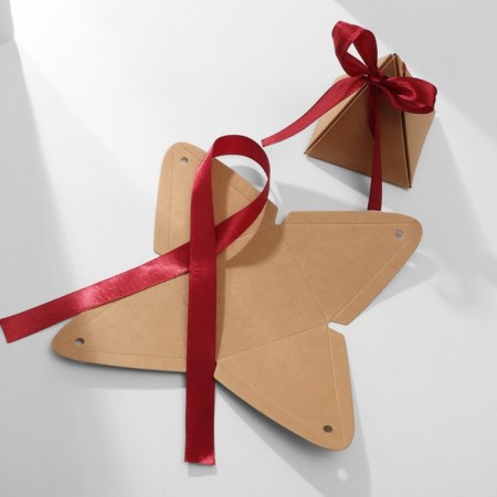 Box Gift "Pyramid" 7 × 7, burgundy-craft-1