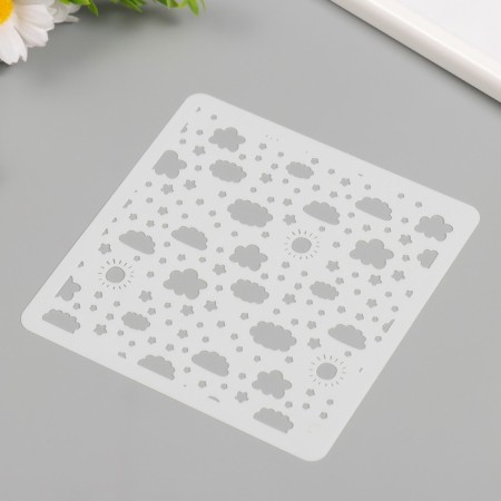 Stencil background plastic "Sun Clouds" 15x15 cm-1
