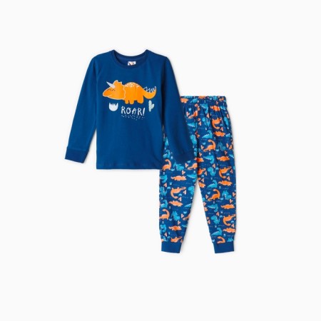 Pajamas for a boy (longshille/pants), blue color/dragon, height 122 cm