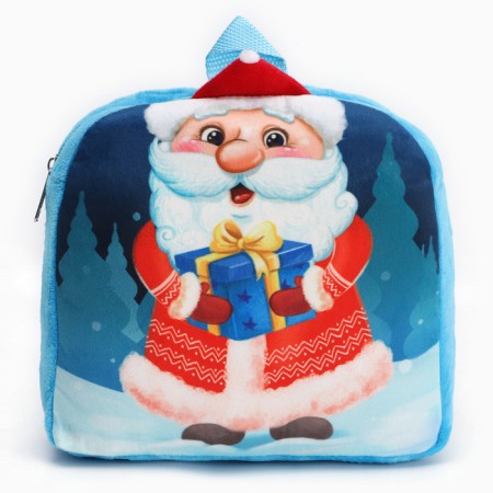 New Year's children's backpack "Santa Claus with a gift", 24x24 cm, for the New Year-1