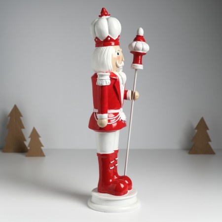 Polystone souvenir "Nutcracker in a red-white uniform, with a bait" 11x11.5x36.5 cm-2