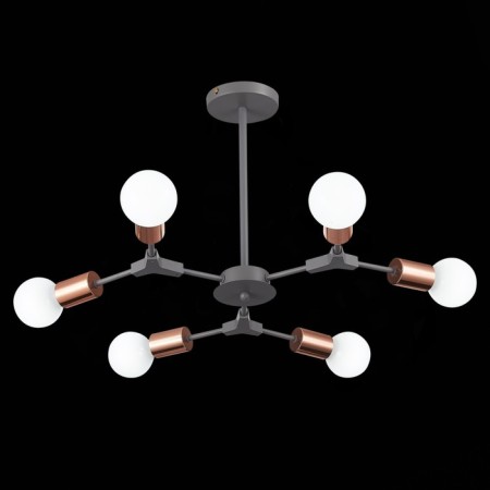 Ceiling EVOLUCE lamp. Sle106403-06. Palare. 6x60 watts, E27, 60x60x35.5 cm, gray color, pink gold-1