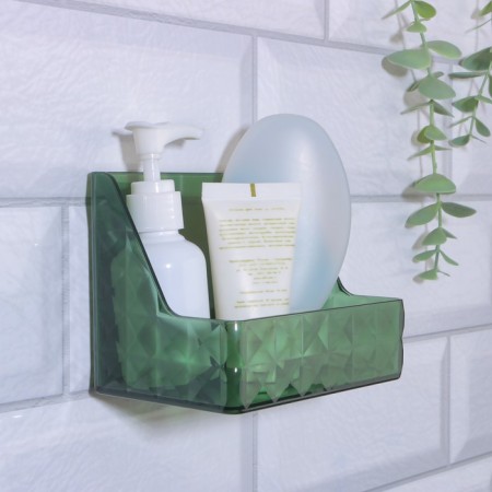 Organizer for storage "Green", hinged, 1 section, with an adhesive base, 11.8 × 7.8 × 9 cm, translucent/green color-1