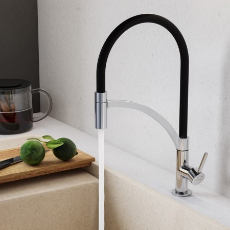 Santek Brooks kitchen mixer, long flexible spout, chrome-1