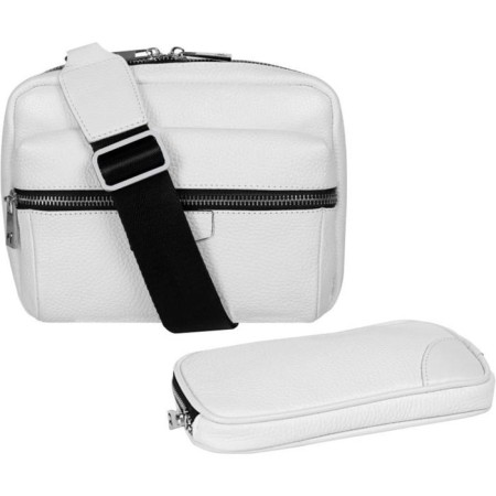 Cross-Bodi bag with Mumi zipper, external pocket, white color-1