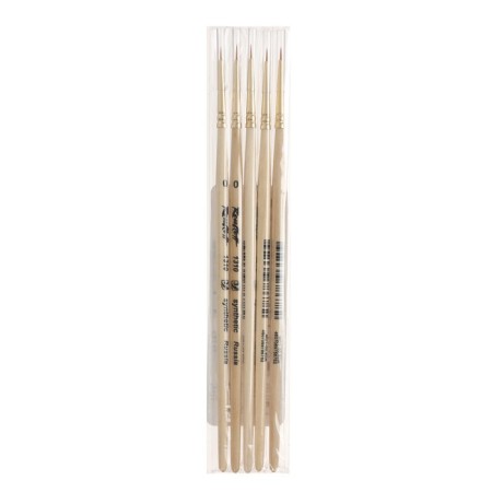 Synthetic brush, round, hard, shortened insert, rubloff series 1310 No. 0, a short handle is saturated with varnish, yellow clip-3